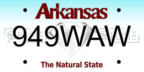 949WAW Arkansas License Plate
