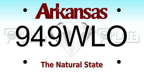 949WLO Arkansas License Plate