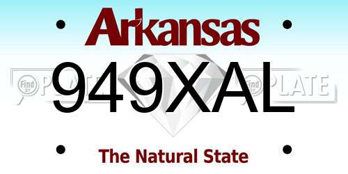 949XAL Arkansas License Plate