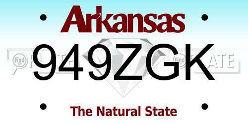 949ZGK Arkansas License Plate