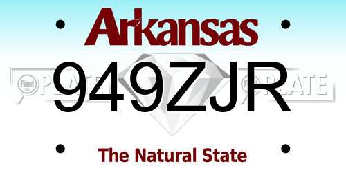 949ZJR Arkansas License Plate