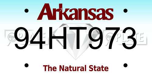 94HT973 Arkansas License Plate