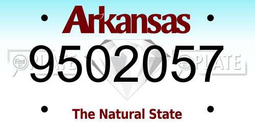 9502057 Arkansas License Plate