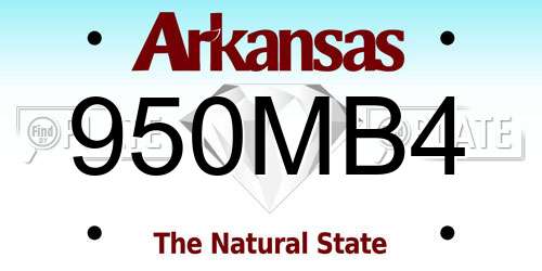 950MB4 Arkansas License Plate