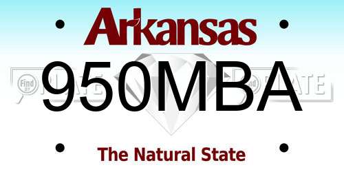 950MBA Arkansas License Plate