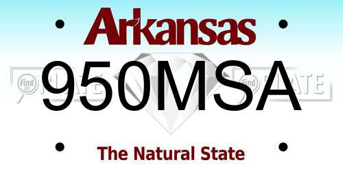 950MSA Arkansas License Plate