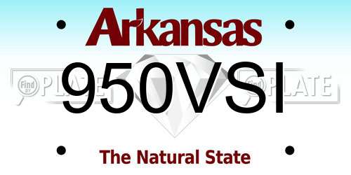 950VSI Arkansas License Plate