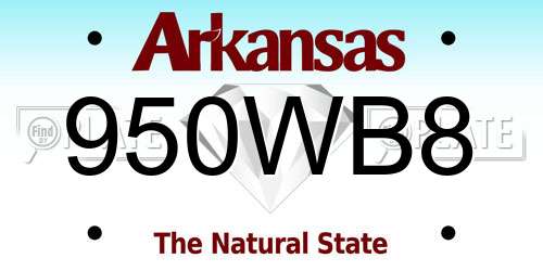 950WB8 Arkansas License Plate