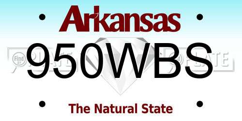 950WBS Arkansas License Plate
