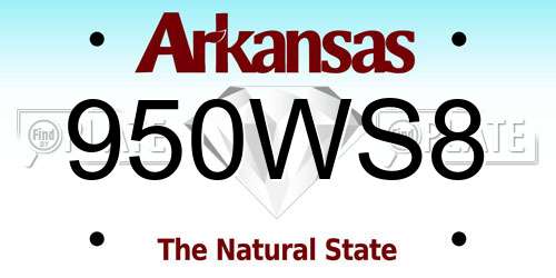 950WS8 Arkansas License Plate