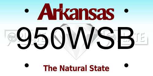 950WSB Arkansas License Plate