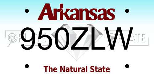 950ZLW Arkansas License Plate