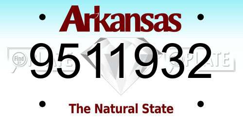 9511932 Arkansas License Plate