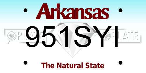 951SYI Arkansas License Plate