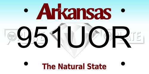 951UOR Arkansas License Plate