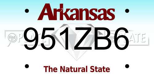 951ZB6 Arkansas License Plate
