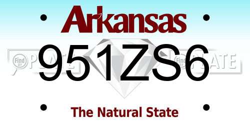 951ZS6 Arkansas License Plate