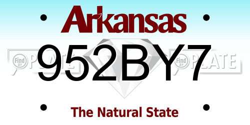 952BY7 Arkansas License Plate