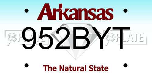 952BYT Arkansas License Plate