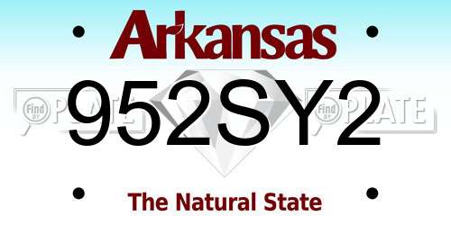 952SY2 Arkansas License Plate