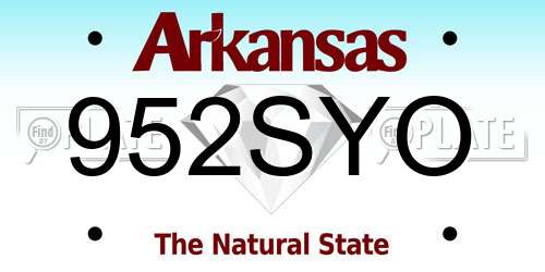 952SYO Arkansas License Plate