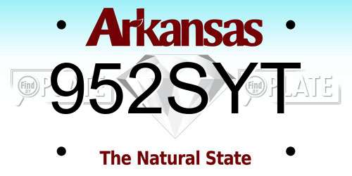 952SYT Arkansas License Plate