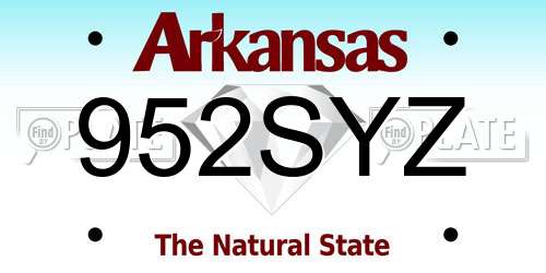 952SYZ Arkansas License Plate
