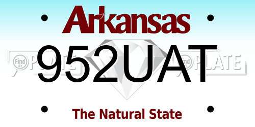 952UAT Arkansas License Plate