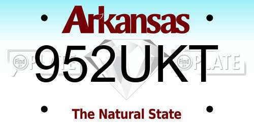 952UKT Arkansas License Plate
