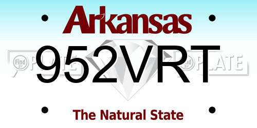 952VRT Arkansas License Plate