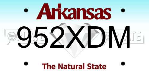 952XDM Arkansas License Plate