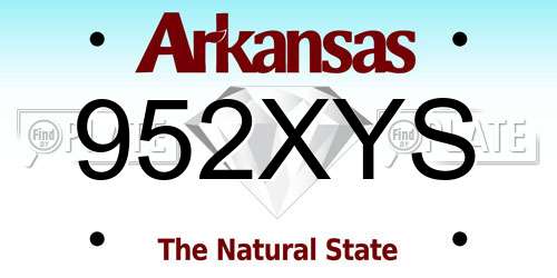952XYS Arkansas License Plate