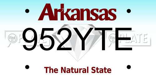 952YTE Arkansas License Plate