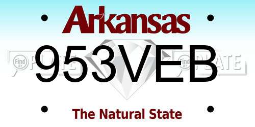 953VEB Arkansas License Plate