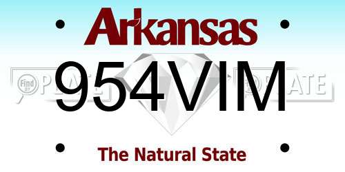 954VIM Arkansas License Plate