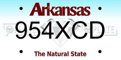 954XCD Arkansas License Plate