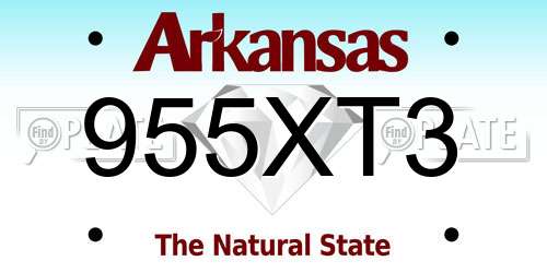 955XT3 Arkansas License Plate