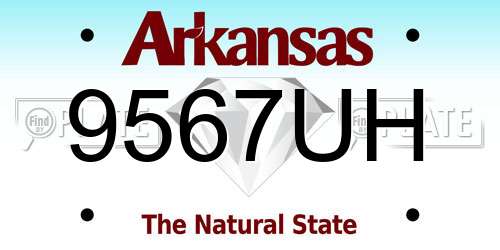 9567UH Arkansas License Plate