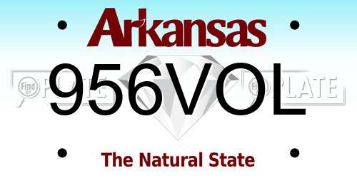 956VOL Arkansas License Plate