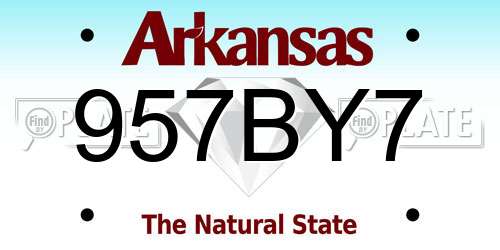 957BY7 Arkansas License Plate