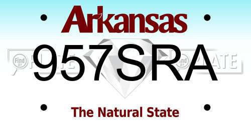 957SRA Arkansas License Plate