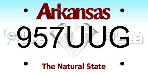 957UUG Arkansas License Plate