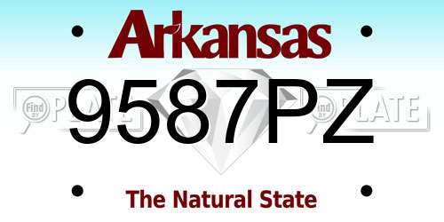 9587PZ Arkansas License Plate