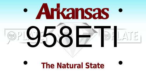958ETI Arkansas License Plate