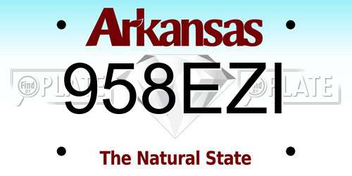 958EZI Arkansas License Plate