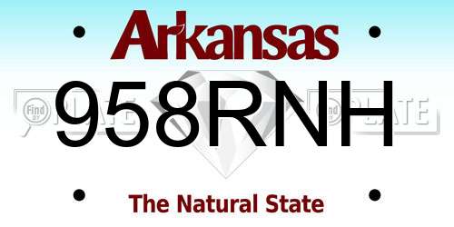 958RNH Arkansas License Plate