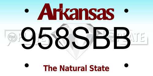 958SBB Arkansas License Plate