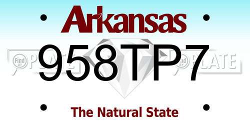 958TP7 Arkansas License Plate