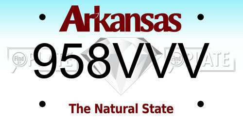 958VVV Arkansas License Plate