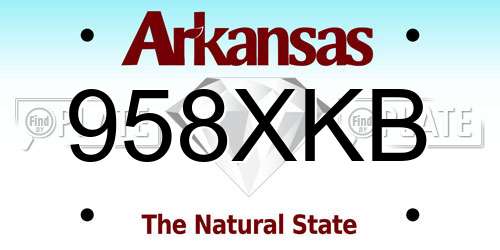 958XKB Arkansas License Plate